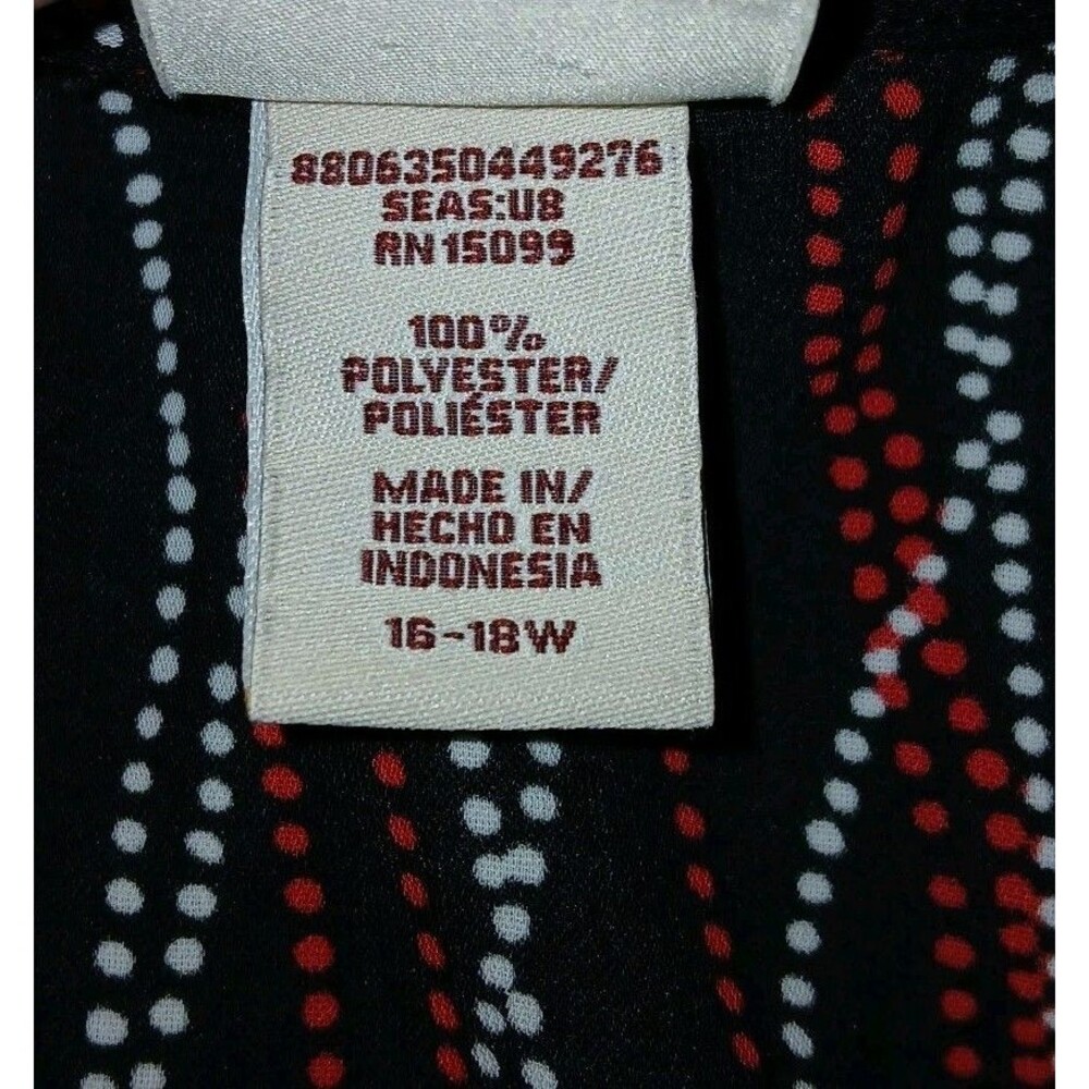 COVINGTON Womens 16/18W Career Casual Dots Stripes Button Short Sleeve Black Top - Picture 5 of 6